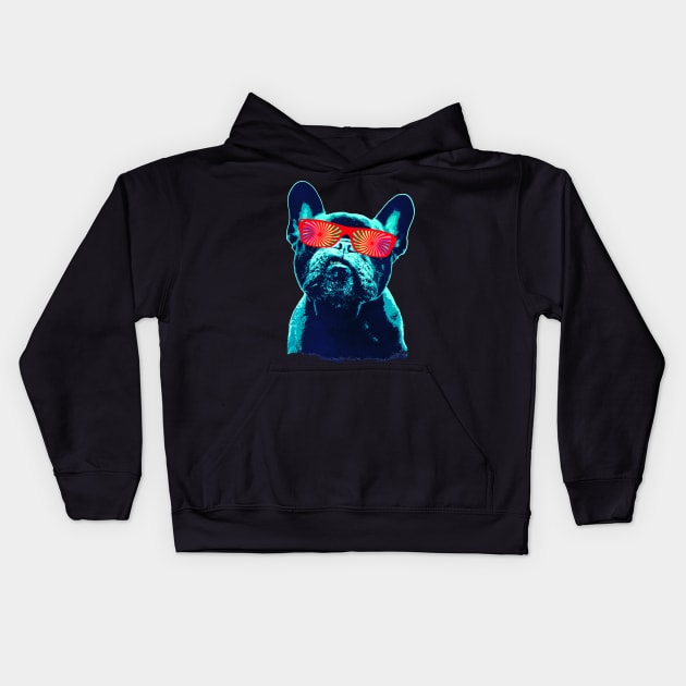 French bulldog 80s style neon Kids Hoodie by Collagedream